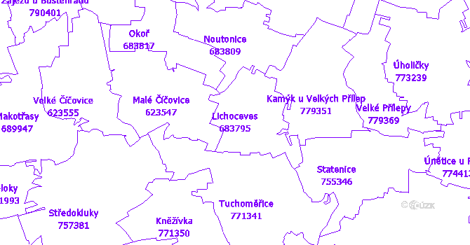 Katastrální mapa Lichoceves