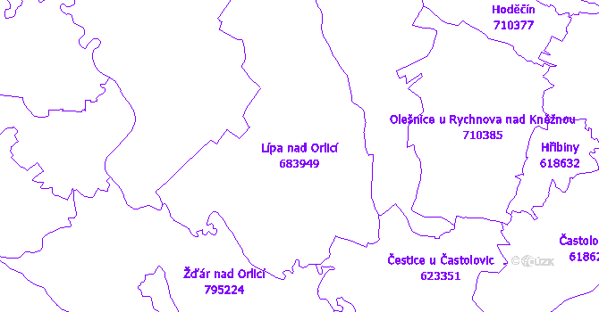 Katastrální mapa Lípa nad Orlicí - přehledová mapa katastrálního území