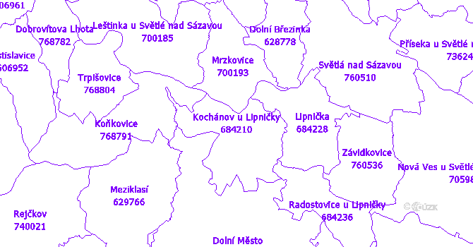 Katastrální mapa Kochánov u Lipničky - přehledová mapa katastrálního území