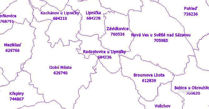 Katastrální mapa Radostovice u Lipničky - přehledová mapa katastrálního území