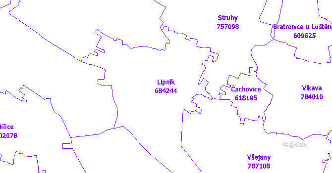 Katastrální mapa Lipník - přehledová mapa katastrálního území