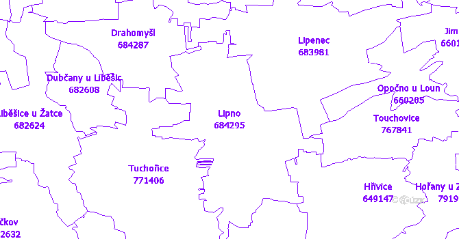 Katastrální mapa Lipno - přehledová mapa katastrálního území