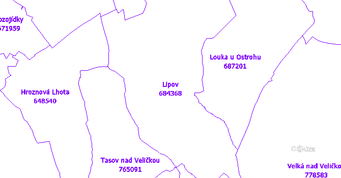 Katastrální mapa Lipov - přehledová mapa katastrálního území