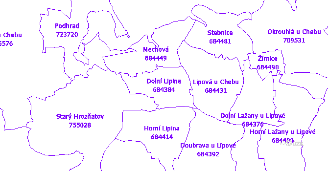 Katastrální mapa Dolní Lipina