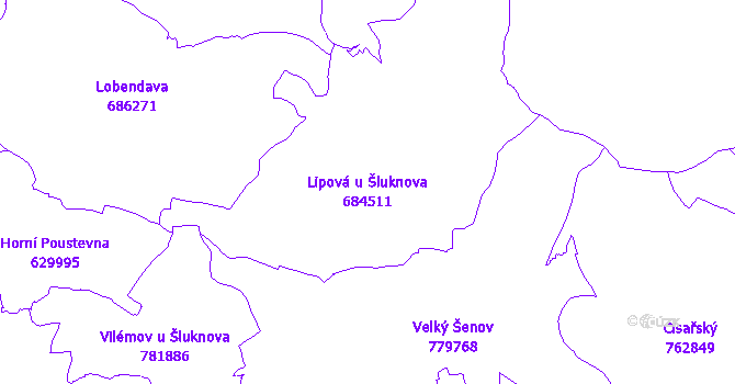 Katastrální mapa Lipová u Šluknova - přehledová mapa katastrálního území