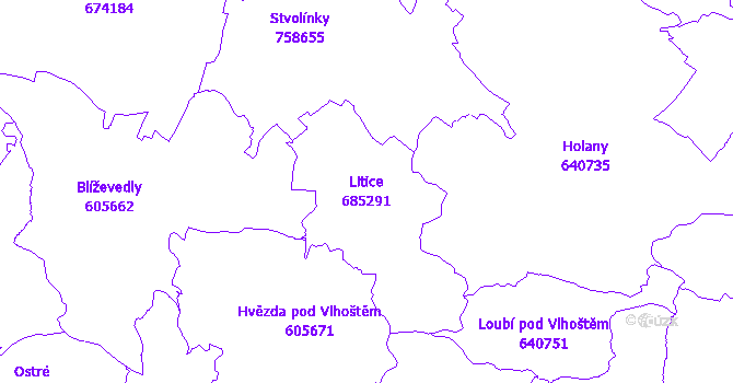 Katastrální mapa Litice