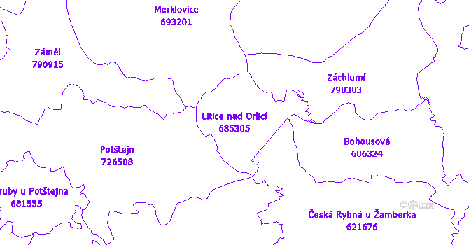 Katastrální mapa Litice nad Orlicí