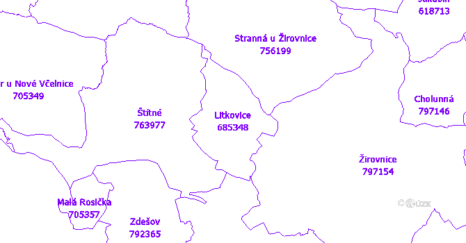Katastrální mapa Litkovice