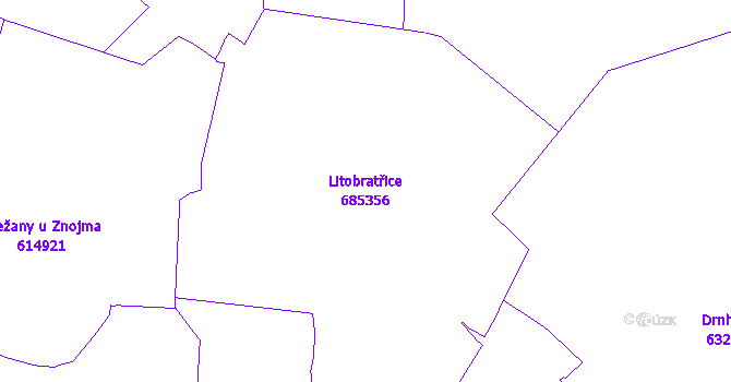 Katastrální mapa Litobratřice - přehledová mapa katastrálního území