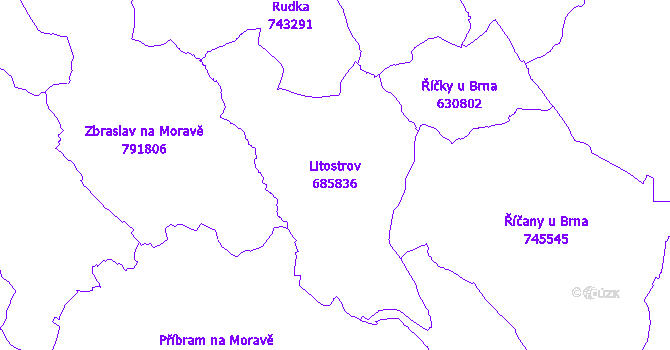 Katastrální mapa Litostrov - přehledová mapa katastrálního území