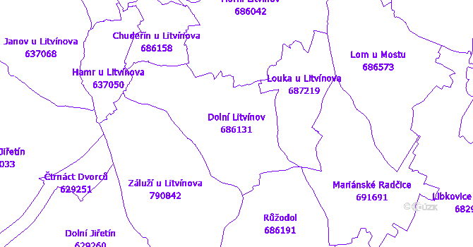 Katastrální mapa Dolní Litvínov