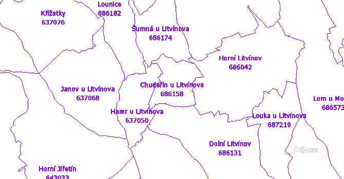 Katastrální mapa Chudeřín u Litvínova