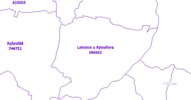 Katastrální mapa Lomnice u Rýmařova - přehledová mapa katastrálního území