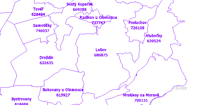 Katastrální mapa Lošov