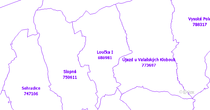 Katastrální mapa Loučka I - přehledová mapa katastrálního území