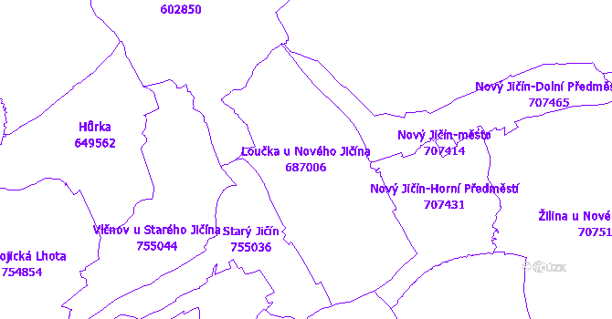 Katastrální mapa Loučka u Nového Jičína - přehledová mapa katastrálního území