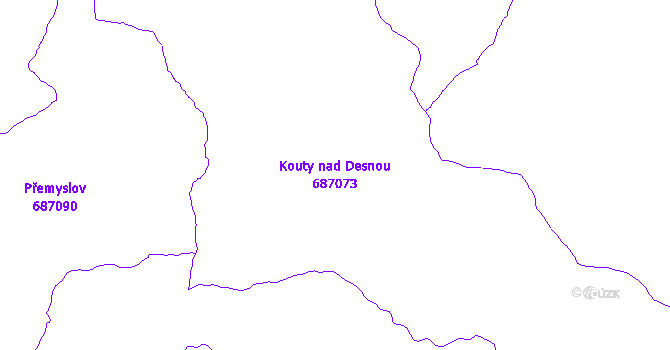 Katastrální mapa Kouty nad Desnou - přehledová mapa katastrálního území