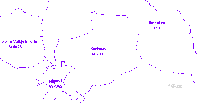 Katastrální mapa Kociánov - přehledová mapa katastrálního území