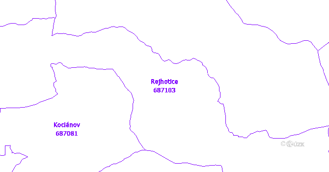 Katastrální mapa Rejhotice - přehledová mapa katastrálního území