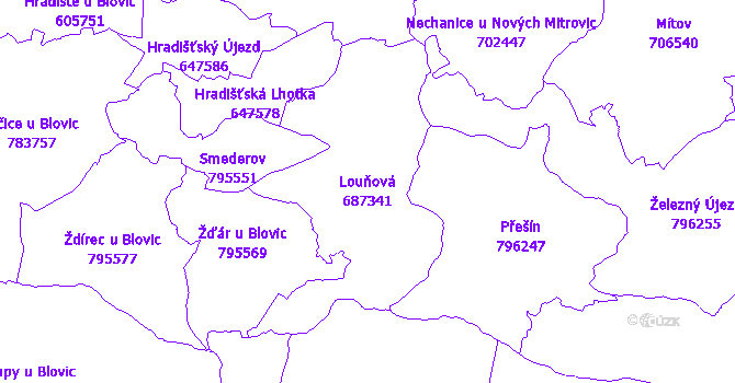 Katastrální mapa Louňová