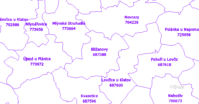 Katastrální mapa Bližanovy