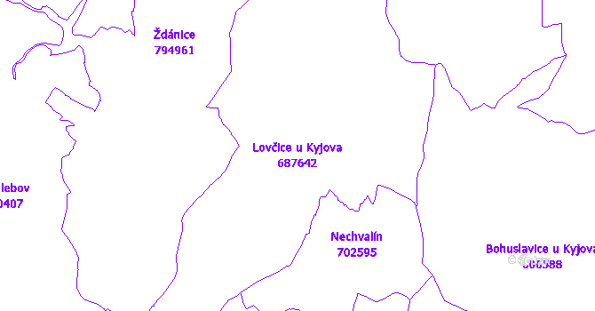 Katastrální mapa Lovčice u Kyjova - přehledová mapa katastrálního území