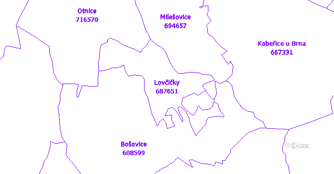 Katastrální mapa Lovčičky