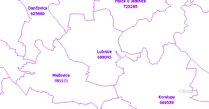 Katastrální mapa Lubnice - přehledová mapa katastrálního území
