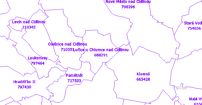 Katastrální mapa Lučice u Chlumce nad Cidlinou