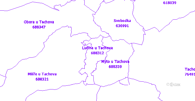Katastrální mapa Lučina u Tachova - přehledová mapa katastrálního území