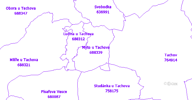 Katastrální mapa Mýto u Tachova - přehledová mapa katastrálního území