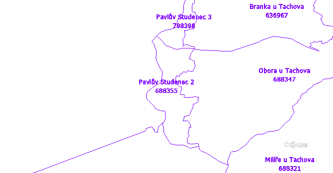Katastrální mapa Pavlův Studenec 2 - přehledová mapa katastrálního území