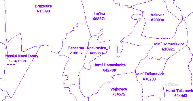 Katastrální mapa Kocurovice - přehledová mapa katastrálního území