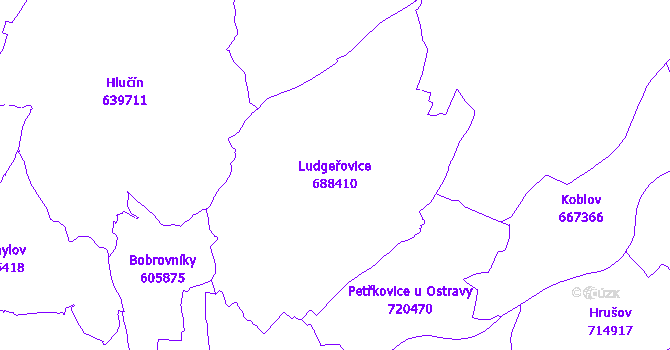 Katastrální mapa Ludgeřovice - přehledová mapa katastrálního území