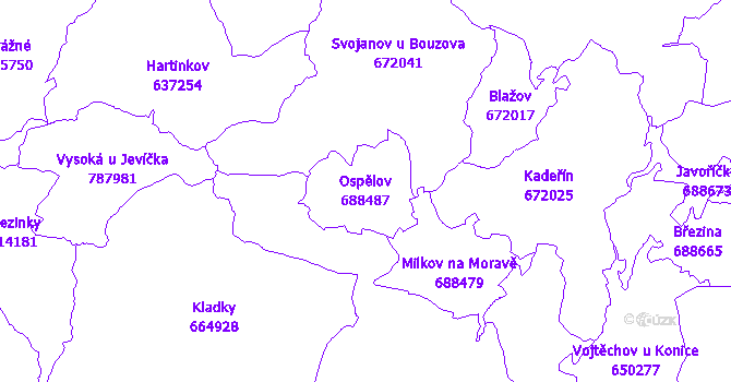 Katastrální mapa Ospělov
