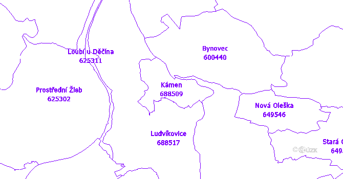 Katastrální mapa Kámen - přehledová mapa katastrálního území