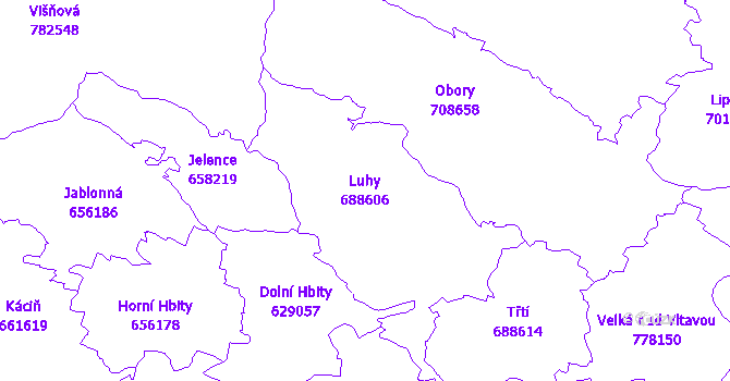 Katastrální mapa Luhy - přehledová mapa katastrálního území