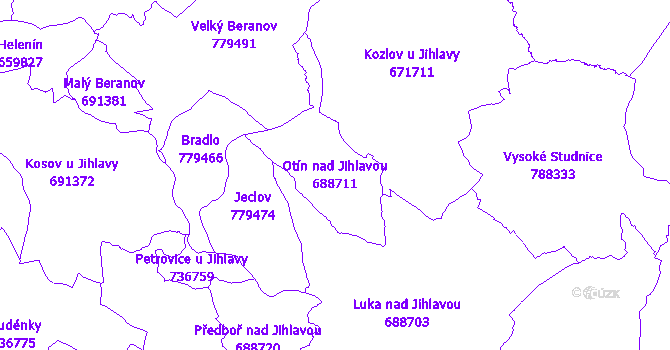 Katastrální mapa Otín nad Jihlavou