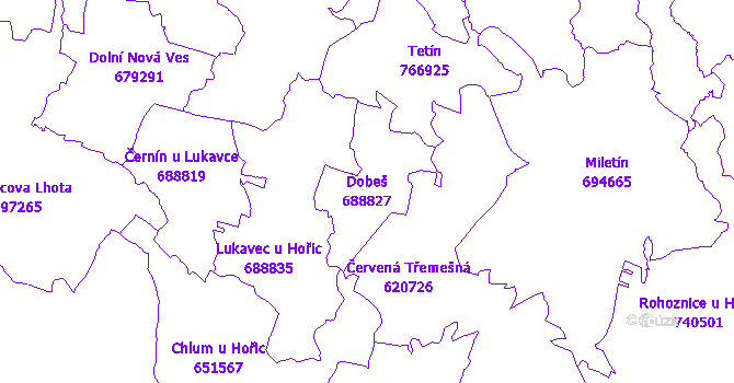 Katastrální mapa Dobeš - přehledová mapa katastrálního území