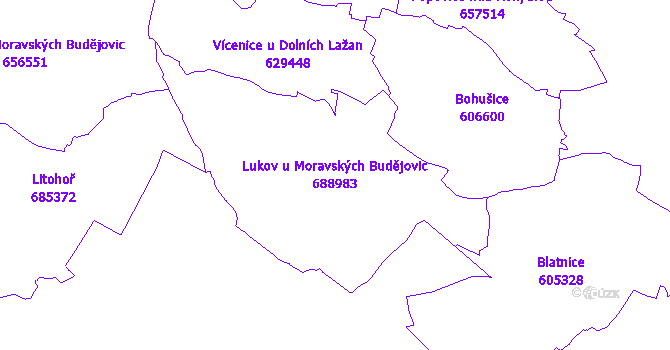 Katastrální mapa Lukov u Moravských Budějovic