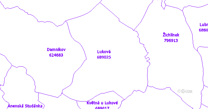 Katastrální mapa Luková - přehledová mapa katastrálního území