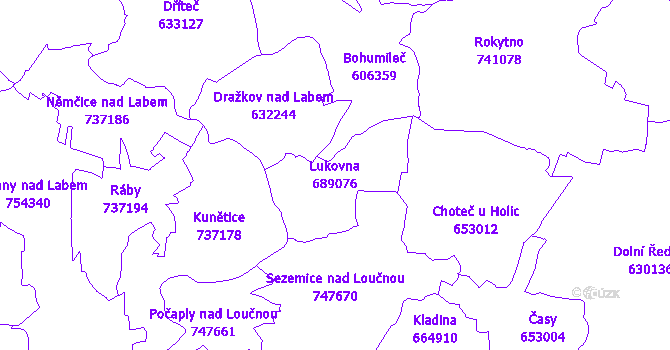 Katastrální mapa Lukovna - přehledová mapa katastrálního území