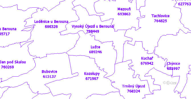 Katastrální mapa Lužce - přehledová mapa katastrálního území