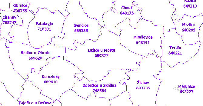Katastrální mapa Lužice u Mostu