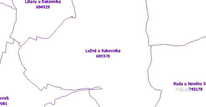 Katastrální mapa Lužná u Rakovníka - přehledová mapa katastrálního území