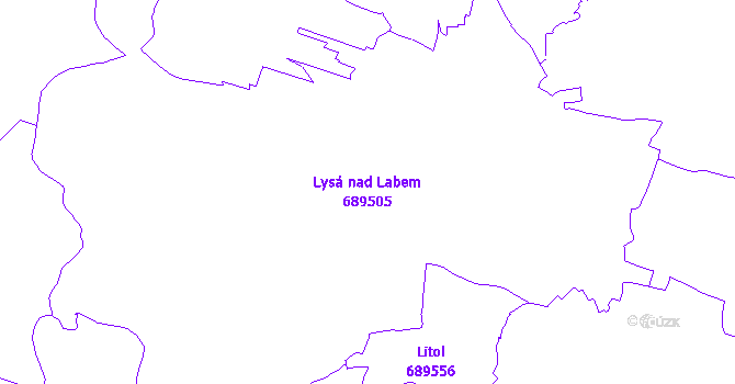 Katastrální mapa Lysá nad Labem - přehledová mapa katastrálního území
