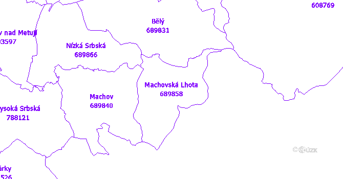 Katastrální mapa Machovská Lhota - přehledová mapa katastrálního území