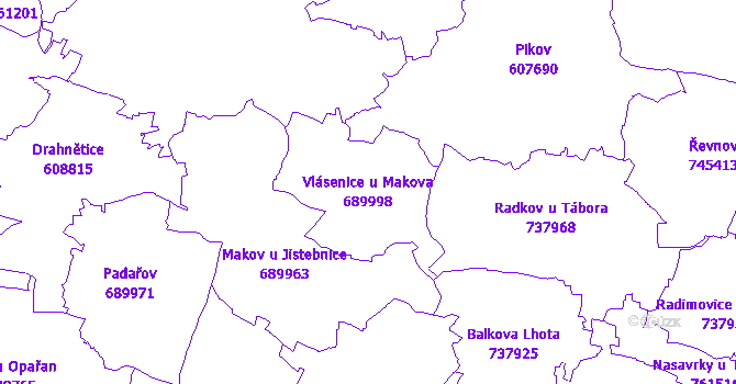 Katastrální mapa Vlásenice u Makova