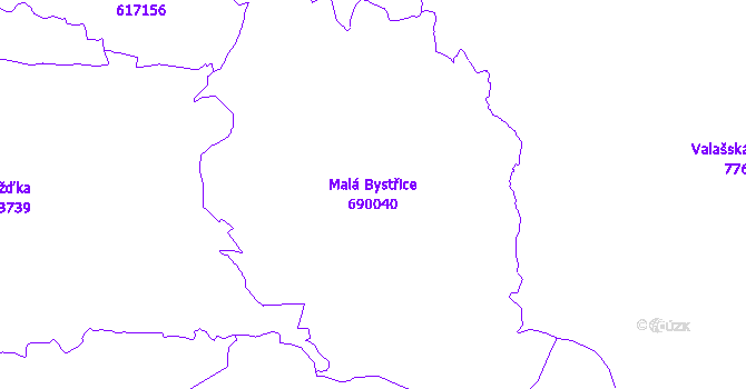 Katastrální mapa Malá Bystřice - přehledová mapa katastrálního území