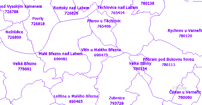 Katastrální mapa Vitín u Malého Března